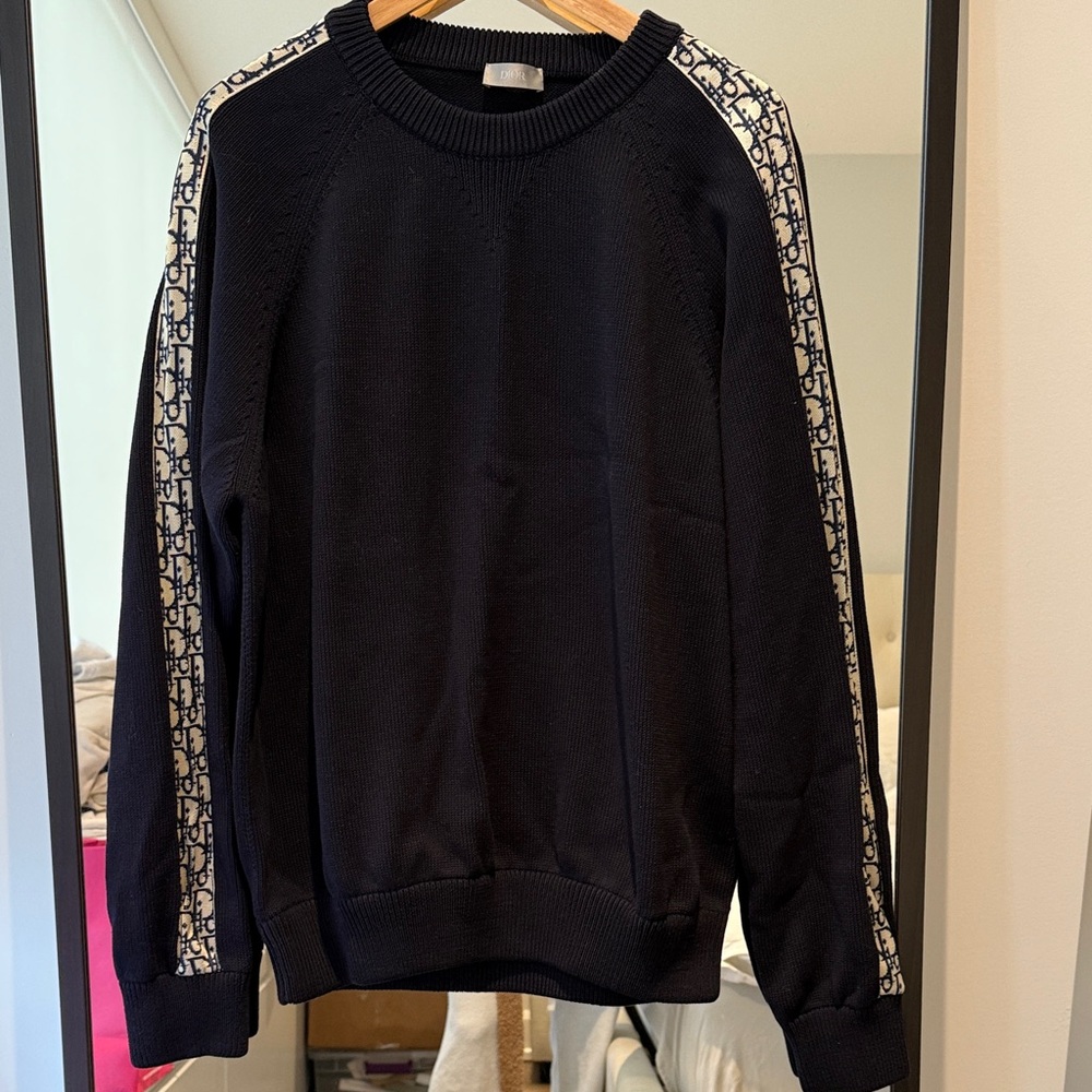 Dior Black Crewneck Sweater with Textured Elegance